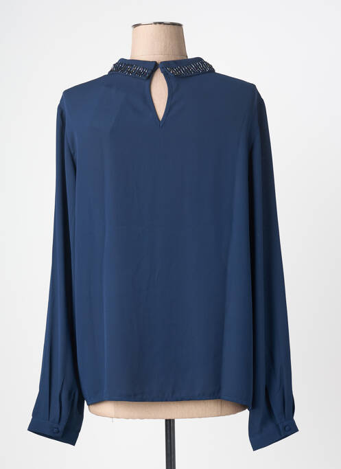 Blouse poignets boutonnés avec fente manches longues bleu GEISHA femme