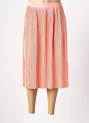 Jupe mi-longue coupe droite orange QS femme