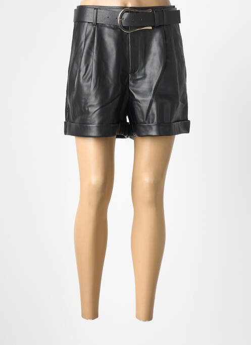 Short fermeture zippée sous rabat boutonné taille normale noir MORGAN femme
