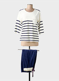 Pyjama manches bretelles bleu SUN LIVE femme