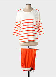 Pyjama manches bretelles orange SUN LIVE femme