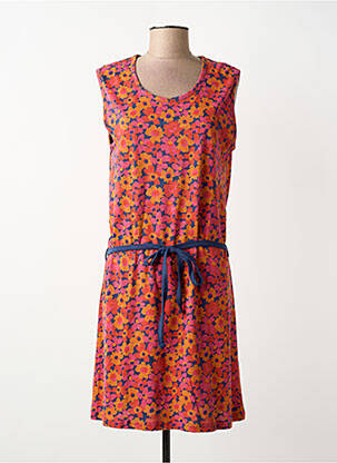 Robe mi-longue imprimé fleurs sans manche orange CHRISTIAN CANE femme