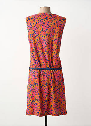 Robe mi-longue imprimé fleurs sans manche orange CHRISTIAN CANE femme