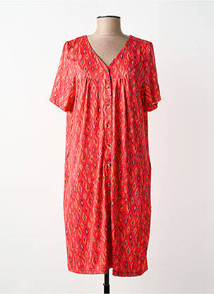 Robe mi-longue coupe fluide manches courtes orange EGATEX femme