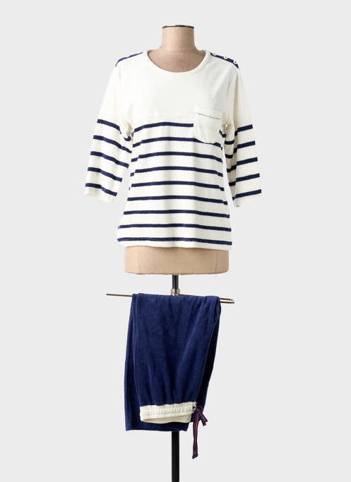Pyjama manches bretelles bleu SUN LIVE femme
