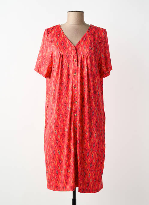 Robe mi-longue coupe fluide manches courtes orange EGATEX femme