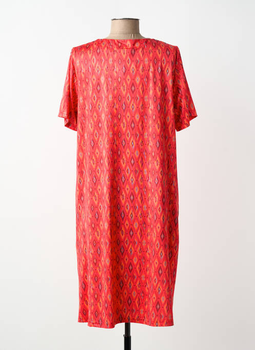 Robe mi-longue coupe fluide manches courtes orange EGATEX femme