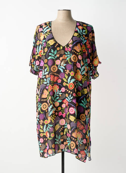Robe de plage tissage crêpe noir ANTIGEL femme