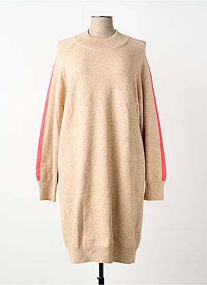 Robe pull coupe droite manches longues beige ELLE EST OU LA MER femme