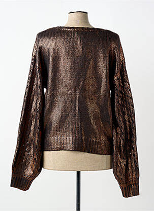 Pull coupe cintrée manches longues marron PIECES femme