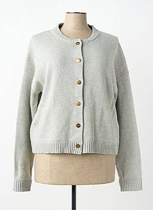 Gilet manches longues col rond gris ELLE EST OU LA MER femme