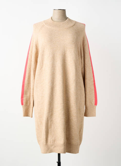 Robe pull coupe droite manches longues beige ELLE EST OU LA MER femme