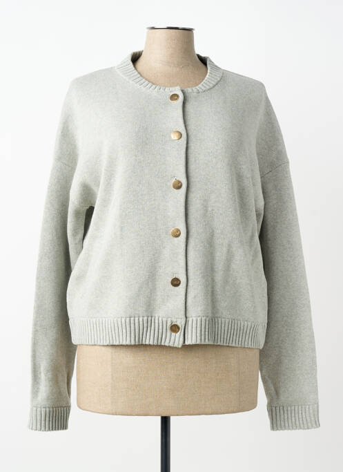 Gilet manches longues fermeture boutonnée sur le devant gris ELLE EST OU LA MER femme
