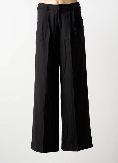 Pantalon large tissage popeline taille normale noir GRACE & MILA femme