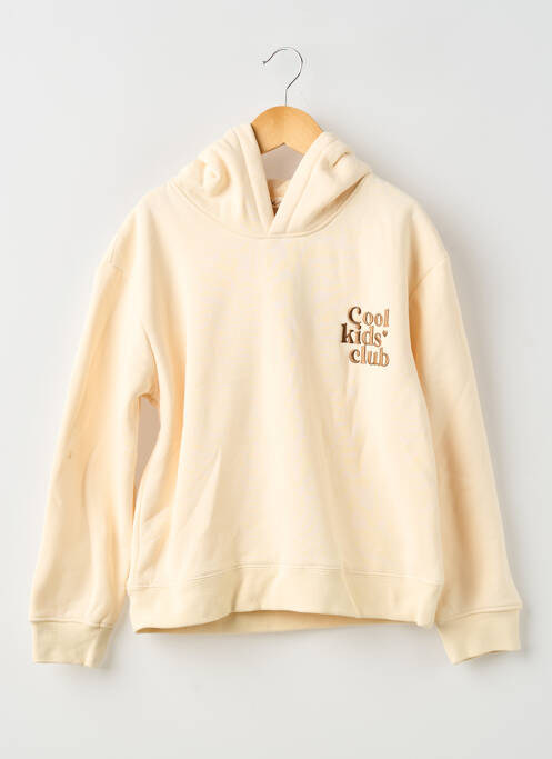 Sweat-shirt à capuche coupe droite manches longues beige PM MERE & FILLE fille