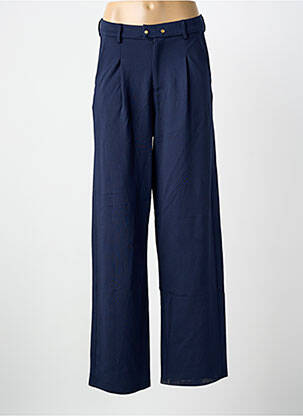 Pantalon large taille à pinces taille haute bleu ELLE EST OU LA MER femme