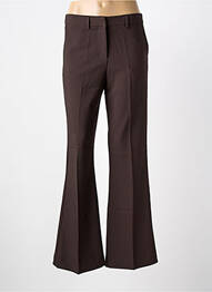 Pantalon flare fermeture zippée sous rabat avec crochet taille haute marron GRACE & MILA femme