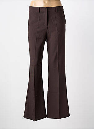 Pantalon flare fermeture zippée sous rabat avec crochet taille haute marron GRACE & MILA femme