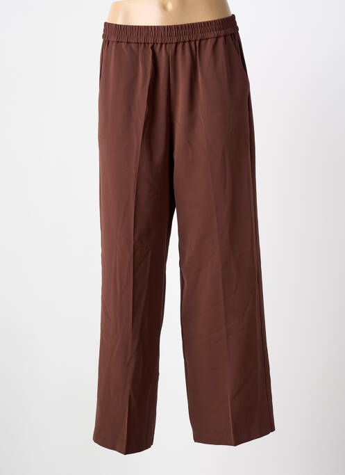Pantalon droit tissage crêpe taille normale marron GRACE & MILA femme