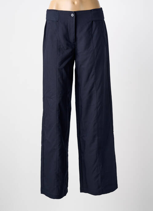 Pantalon large fermeture zippée sous rabat boutonné taille haute bleu Y.A.S femme