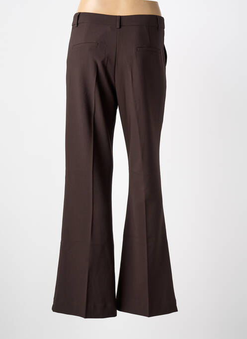 Pantalon flare fermeture zippée sous rabat avec crochet taille haute marron GRACE & MILA femme