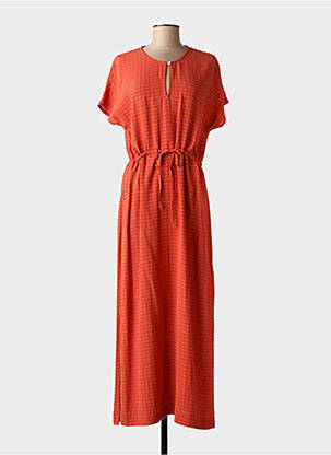 Robe mi-longue imprimé fantaisie manches courtes orange NICE THINGS femme
