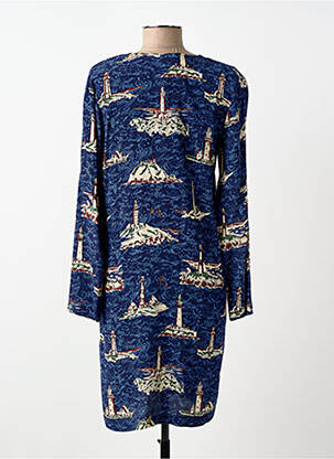 Robe mi-longue imprimé fantaisie manches longues bleu NICE THINGS femme