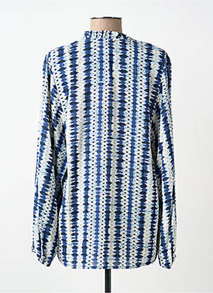 Chemisier imprimé fantaisie manches longues bleu KYRA femme