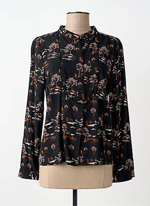 Blouse imprimé fantaisie manches longues noir INDI & COLD femme