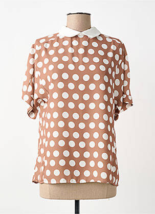 Top imprimé fantaisie manches courtes marron ARTIGLI femme