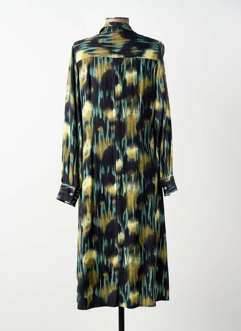 Robe mi-longue imprimé fantaisie manches longues vert STORIATIPIC femme