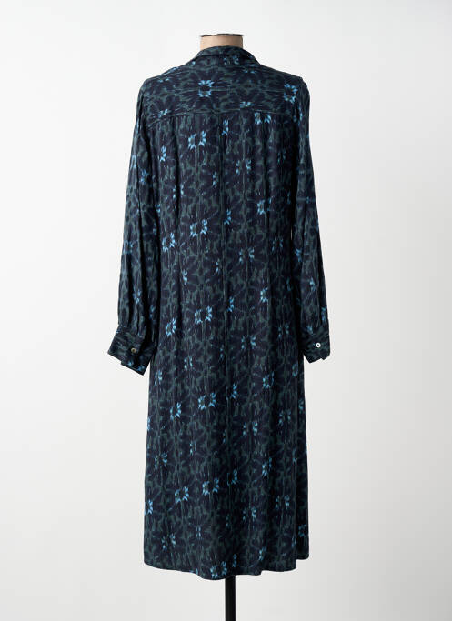 Robe mi-longue imprimé fantaisie manches longues bleu STORIATIPIC femme