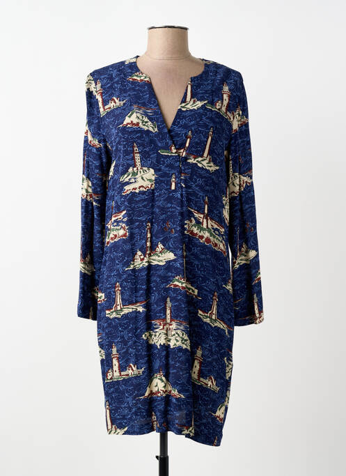 Robe mi-longue imprimé fantaisie manches longues bleu NICE THINGS femme