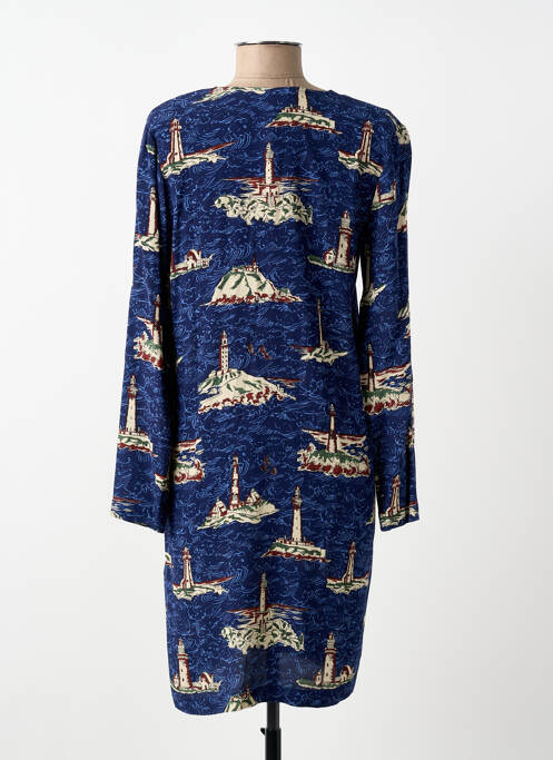 Robe mi-longue imprimé fantaisie manches longues bleu NICE THINGS femme