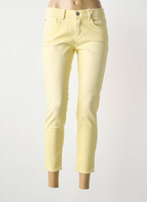 Pantalon 7/8 fermeture zippée sous rabat boutonné jaune CLOSED femme