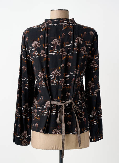 Blouse imprimé fantaisie manches longues noir INDI & COLD femme