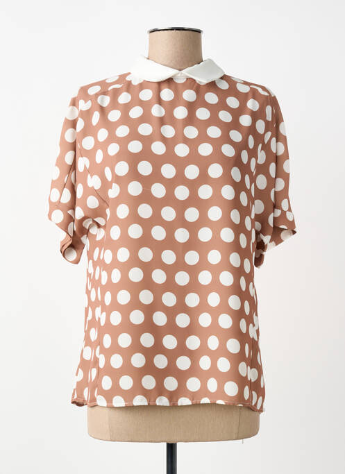 Top imprimé fantaisie manches courtes marron ARTIGLI femme