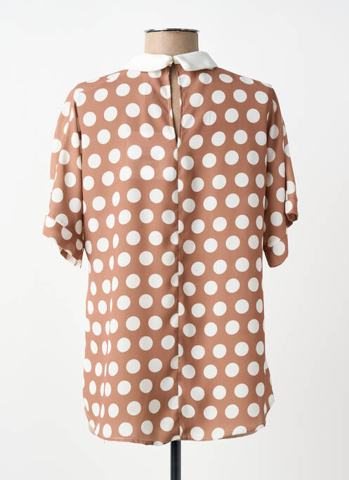 Top imprimé fantaisie manches courtes marron ARTIGLI femme