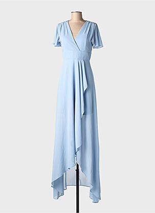 Robe longue manches courtes manches courtes bleu EVA & LOLA femme
