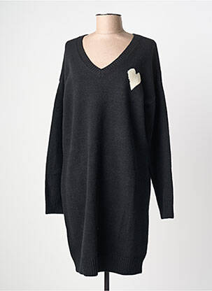 Robe pull col v manches longues noir DEELUXE femme