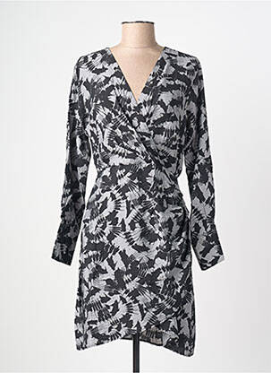 Robe mi-longue imprimé fantaisie manches longues gris JDY femme