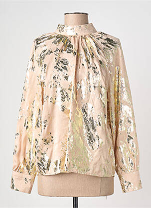 Blouse poignets boutonnés avec fente manches longues beige PAPILLONNE femme