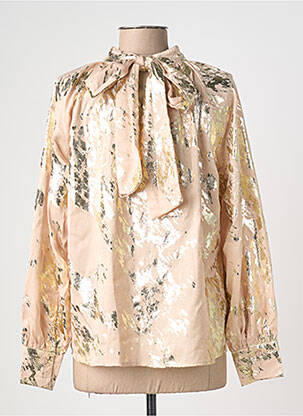 Blouse poignets boutonnés avec fente manches longues beige PAPILLONNE femme