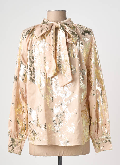 Blouse poignets boutonnés avec fente manches longues beige PAPILLONNE femme