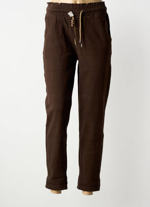 Pantalon 7/8 stretch taille normale marron NINA CARTER femme
