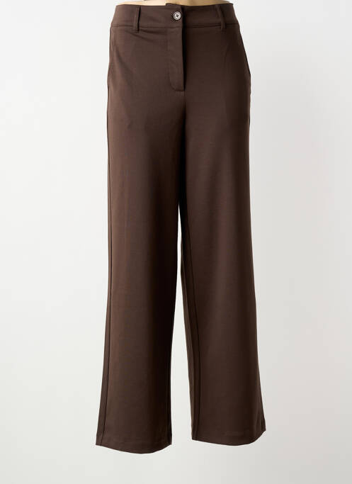 Pantalon large fermeture zippée sous rabat boutonné taille normale marron SOYACONCEPT femme