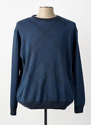Pull maille souple et aérée manches longues bleu I.ODENA homme