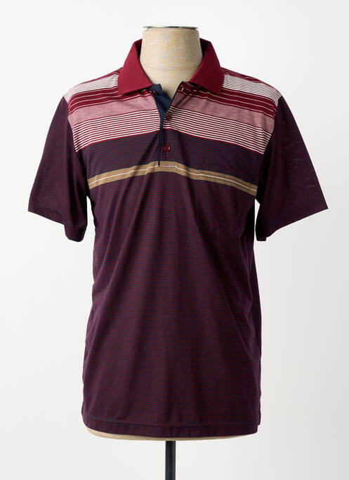 Polo imprimé rayures manches courtes rouge CAP 10 TEN homme