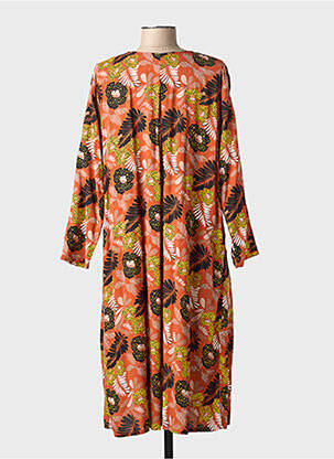 Robe mi-longue imprimé fleurs fines bretelles orange PALME femme