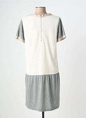 Robe mi-longue fermeture zippée au dos manches courtes gris INDI & COLD femme